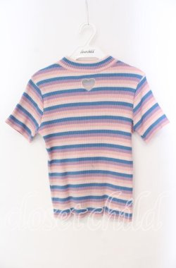 画像1: Candy Stripper / ハート透かし半袖ニット  ピンク系 O-25-10-25-060-PU-TO-IG-OS