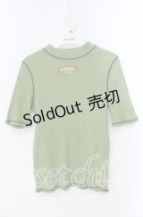 Candy Stripper / BICOLOR STITCH RIB トップス  グリーン O-25-10-25-061-PU-TO-IG-ZT353