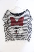 Candy Stripper / バックスリットカットソー  オフ×ネイビー×クロ O-25-10-25-062-PU-TO-IG-OS