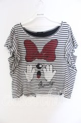 Candy Stripper / バックスリットカットソー  オフ×ネイビー×クロ O-25-10-25-062-PU-TO-IG-ZT353