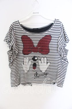 画像1: Candy Stripper / バックスリットカットソー  オフ×ネイビー×クロ O-25-10-25-062-PU-TO-IG-OS
