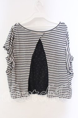 画像3: Candy Stripper / バックスリットカットソー  オフ×ネイビー×クロ O-25-10-25-062-PU-TO-IG-OS