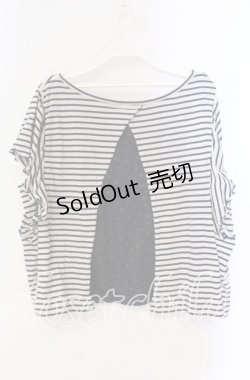 画像3: 【SALE】Candy Stripper / バックスリットカットソー  オフ×ネイビー×クロ O-25-10-25-062-PU-TO-IG-ZT353