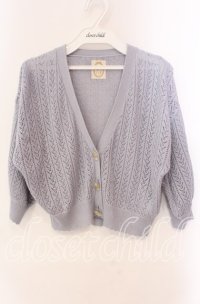 F&A / 押し花釦透かし編み5分袖カーディガン  サックス O-25-10-25-067-LO-TO-IG-ZT125