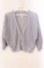 画像1: 【SALE】F&A / 押し花釦透かし編み5分袖カーディガン  サックス O-25-10-25-067-LO-TO-IG-ZT125 (1)