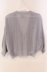 画像2: 【SALE】F&A / 押し花釦透かし編み5分袖カーディガン  サックス O-25-10-25-067-LO-TO-IG-ZT125 (2)