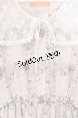 画像2: Fi.n.t / レース付け衿レトロフラワーチェック柄ワンピース  アイボリー×ブルー O-25-10-25-068-CA-OP-IG-ZT126