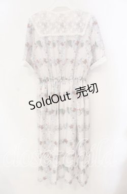 画像3: Fi.n.t / レース付け衿レトロフラワーチェック柄ワンピース  アイボリー×ブルー O-25-10-25-068-CA-OP-IG-ZT126