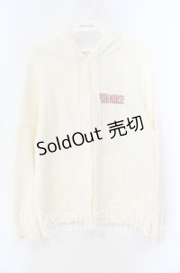 PINK HOUSE / 桜Teddy編み込みニットパーカー  アイボリー O-25-10-25-069-LO-TO-IG-OS