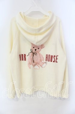 画像3: PINK HOUSE / 桜Teddy編み込みニットパーカー  アイボリー O-25-10-25-069-LO-TO-IG-OS