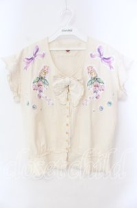 PINK HOUSE POCHE / fairy patch ribbon blouse ブラウス  アイボリーー O-25-10-25-070-LO-BL-IG-OS