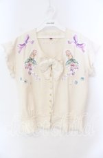 画像1: PINK HOUSE POCHE / fairy patch ribbon blouse ブラウス  アイボリーー O-25-10-25-070-LO-BL-IG-ZT533 (1)