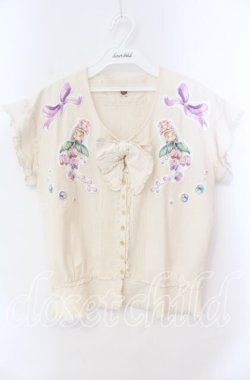 画像1: PINK HOUSE POCHE / fairy patch ribbon blouse ブラウス  アイボリーー O-25-10-25-070-LO-BL-IG-OS