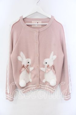 画像1: PINK HOUSE / スイーツスプリングバニーモチーフ付きニットカーディガン  ピンク O-25-10-25-071-LO-TO-IG-OS