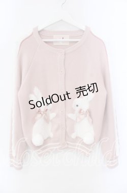 画像1: PINK HOUSE / スイーツスプリングバニーモチーフ付きニットカーディガン  ピンク O-25-10-25-071-LO-TO-IG-OS