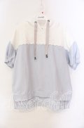 axes femme / バイカラーパーカープルオーバー  サックス×シロ O-25-10-25-073-AX-TO-IG-OS
