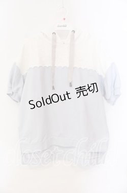 画像1: axes femme / バイカラーパーカープルオーバー  サックス×シロ O-25-10-25-073-AX-TO-IG-OS