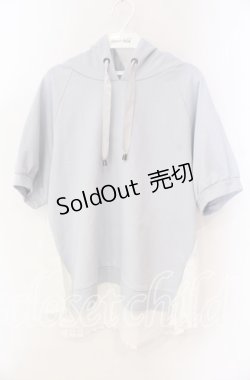 画像1: axes femme / プリーツレース半袖パーカー  サックス O-25-10-25-074-AX-TO-IG-OS