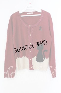 画像1: axes femme / 黒猫カーディガン  アカ O-25-10-25-076-AX-TO-IG-OS