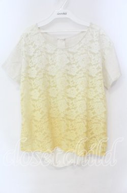 画像1: axes femme / グラデーションレースTシャツ  イエロー系 O-25-10-25-079-AX-TO-IG-OS