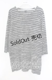 GADGET GROW / ボーダーロングニットソー M グレーｘブラック O-25-10-25-084-GO-TO-YM-OS