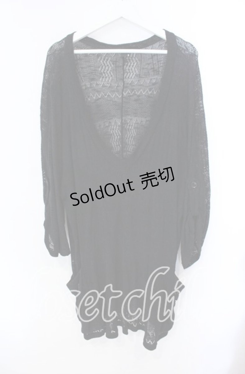 画像1: 【SALE】GADGET GROW / ディープネックドルマンニット M ブラック O-25-10-25-085-GO-TO-YM-ZT518 (1)