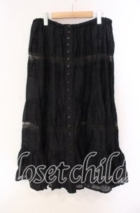 PINK HOUSE / ローズレース切り替えローンスカート  クロ O-25-10-28-026-LO-SK-IG-OS