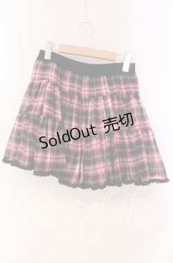 画像1: ALGONQUINS / シフォンチェックスカート  ピンク×ブラック O-25-10-28-045-AL-SK-IG-ZT398