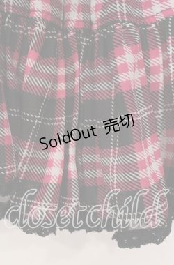 画像2: ALGONQUINS / シフォンチェックスカート  ピンク×ブラック O-25-10-28-045-AL-SK-IG-ZT398