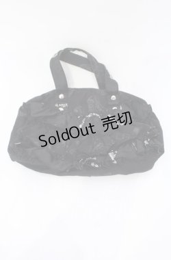 画像1: h.naoto Blood / オリジナルプリントティアードバッグ  ブラック O-25-10-28-004-HN-BG-IG-ZT274