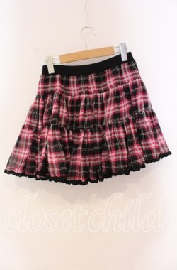 画像3: ALGONQUINS / シフォンチェックスカート  ピンク×ブラック O-25-10-28-045-AL-SK-IG-OS
