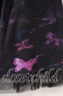 画像2: NieR Clothing / チュール付きMINI SKIRT【Butterfly】スカート  ブラック×パープル系 O-25-10-28-048-PU-SK-IG-ZT396