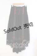 Ozz oneste / バタフライレース付きシャーリングスカート  ブラック×レッド O-25-10-28-053-OO-SK-IG-OS
