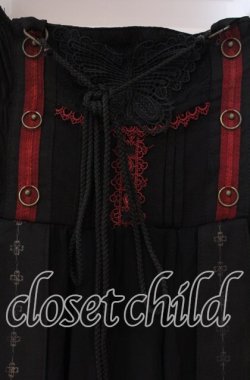 画像2: Ozz oneste / バタフライレース付きシャーリングスカート  ブラック×レッド O-25-10-28-053-OO-SK-IG-OS