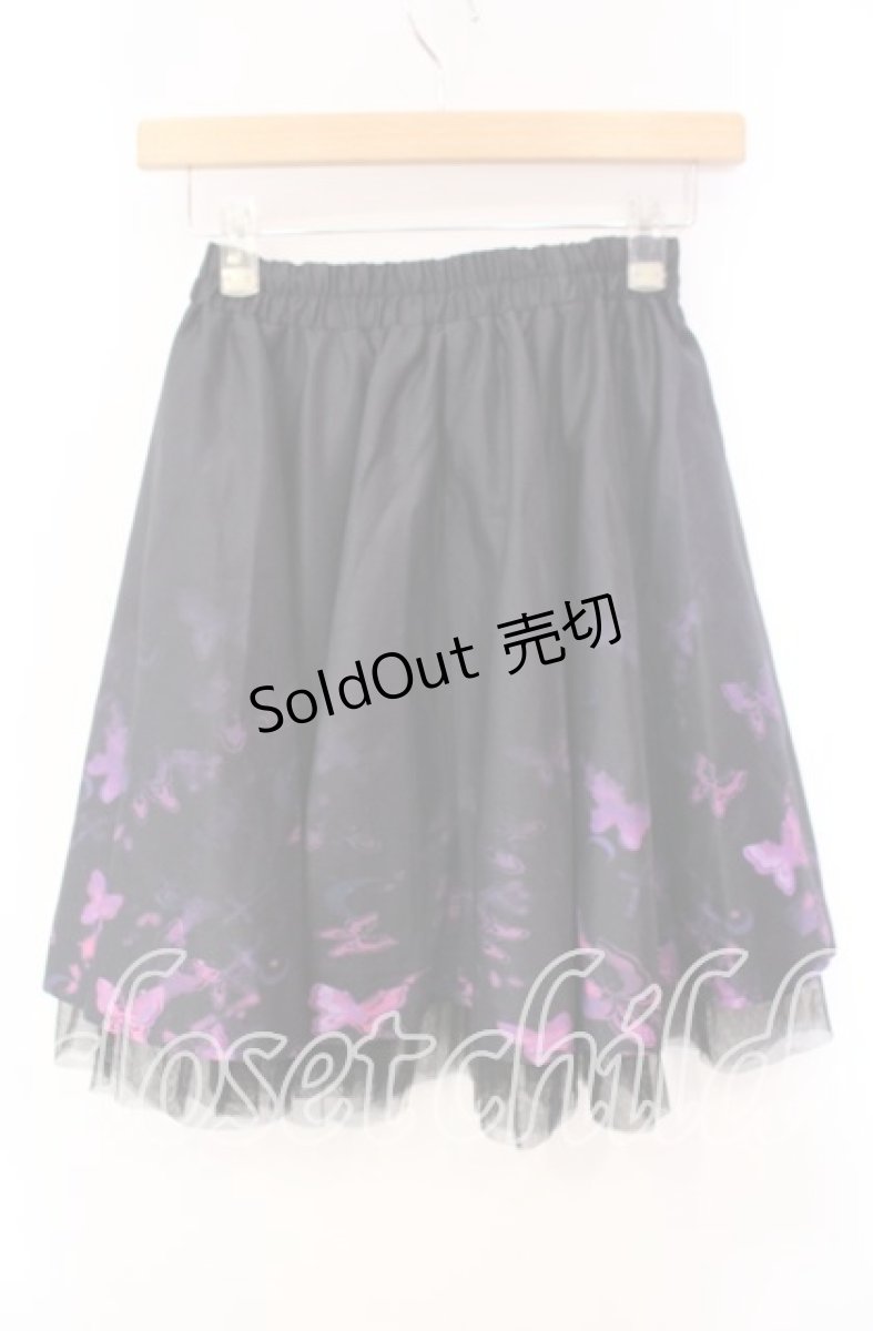 画像3: 【SALE】NieR CLOTHING / チュール付きMINI SKIRT【Butterfly】スカート  クロ×パープル O-25-10-28-059-PU-SK-IG-ZT454 (3)