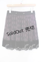 axes femme / Disney/アーガイルシルエットスカート  ワイン×クロ O-25-10-28-060-AX-SK-IG-OS