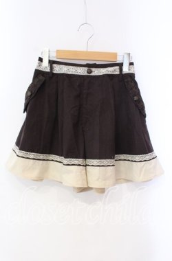 画像1: axes femme / レース切替キュロット  ブラウン O-25-10-28-061-AX-PA-IG-OS