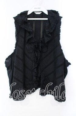 画像1: PINK HOUSE / タックフリル透かしベスト【お直しあり】  クロ O-25-10-28-065-LO-TO-IG-OS