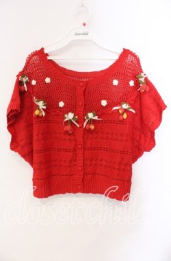 画像1: PINK HOUSE / チェリーあみぐるみカーディガン  アカ O-25-10-28-068-LO-TO-IG-OS