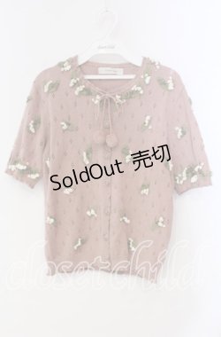 画像1: KANEKO ISAO / モチーフ付き半袖カーディガン  ピンク O-25-10-28-069-EL-TO-IG-OS