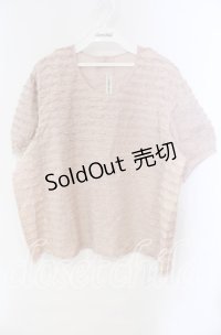 KANEKO ISAO / ピコフリルボーダー半袖ブラウス【お直しあり】  ピンク O-25-10-28-071-EL-BL-IG-OS