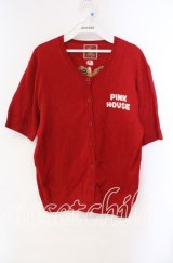 PINK HOUSE / ラビット半袖カーディガン  アカ O-25-10-28-072-LO-TO-IG-ZI