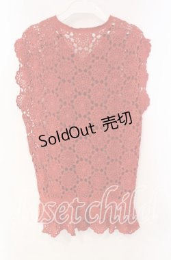 画像3: WONDERFUL WORLD / パッチワークかぎ編みベスト  アカ O-25-10-28-073-LO-TO-IG-OS