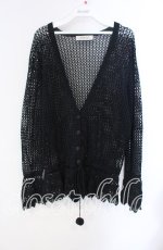 画像1: 【SALE】KANEKO ISAO / 透かし編みぽんぽん付きカーディガン  ブラック O-25-10-28-074-EL-TO-IG-ZT307 (1)
