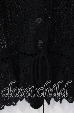 画像2: KANEKO ISAO / 透かし編みぽんぽん付きカーディガン  ブラック O-25-10-28-074-EL-TO-IG-OS