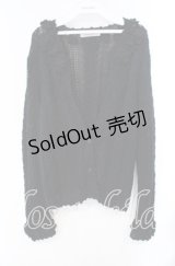 WONDERFUL WORLD / ローズモチーフニットカーディガン  ブラック O-25-10-28-075-LO-TO-IG-OS