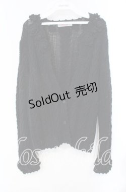 画像1: WONDERFUL WORLD / ローズモチーフニットカーディガン  ブラック O-25-10-28-075-LO-TO-IG-OS