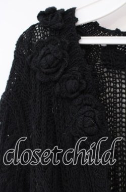 画像2: WONDERFUL WORLD / ローズモチーフニットカーディガン  ブラック O-25-10-28-075-LO-TO-IG-OS