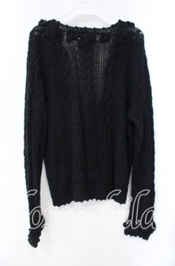 画像3: WONDERFUL WORLD / ローズモチーフニットカーディガン  ブラック O-25-10-28-075-LO-TO-IG-OS