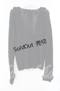 画像3: WONDERFUL WORLD / ローズモチーフニットカーディガン  ブラック O-25-10-28-075-LO-TO-IG-OS